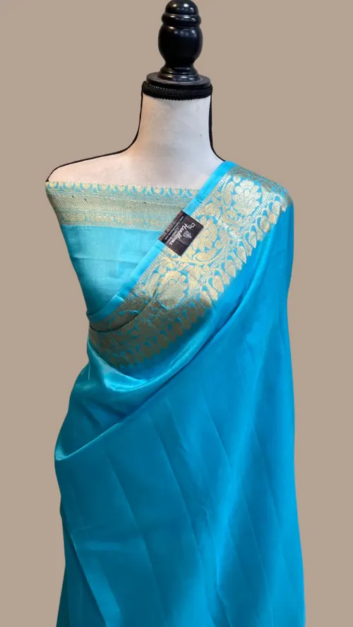 Handcrafted Katan Silk Saree with Traditional Jacquard Border Detailing